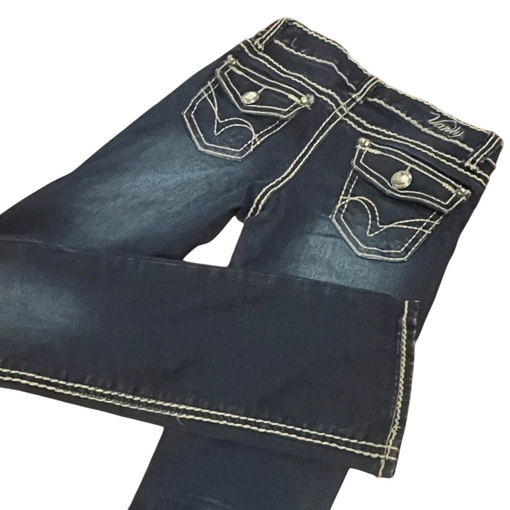 Vanity Premium Thick Stitch Flap Pocket Bootcut Jeans Womens W25 L32 Y2K